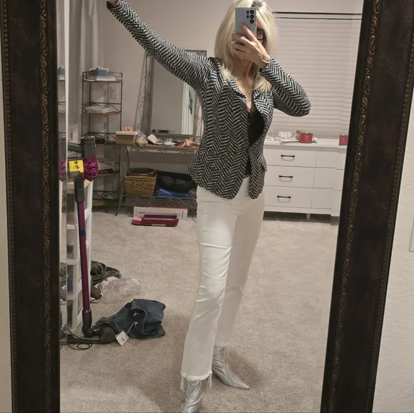 Dolan Herringbone "Chevron" Relaxed Fit Blazer Black and White Adorable … - Picture 3 of 10